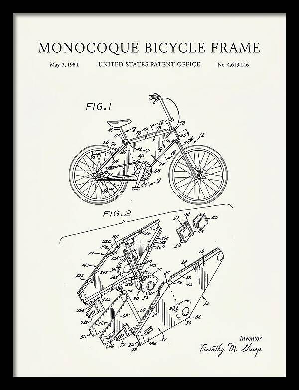 Monocoque Bicycle Frame Minimalist Patent Us4613146a