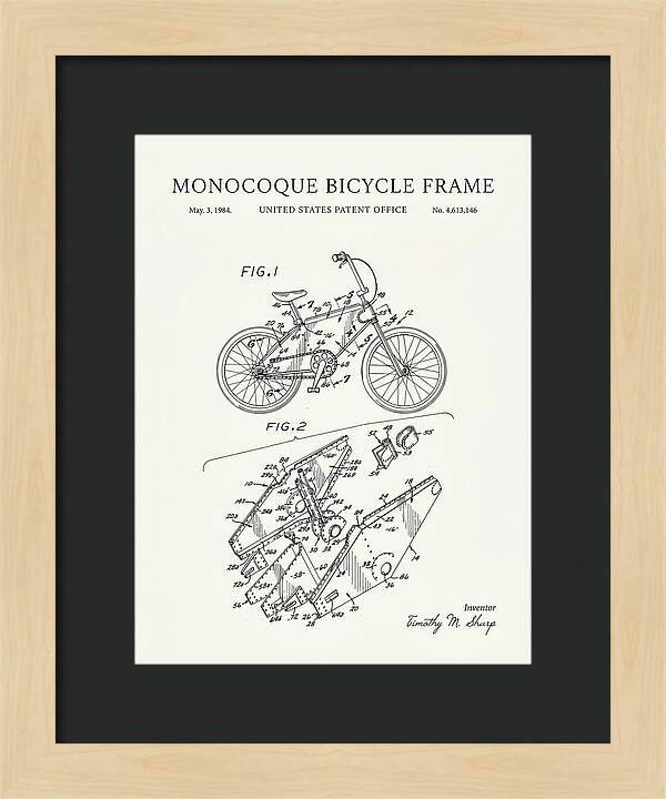 Monocoque Bicycle Frame Minimalist Patent Us4613146a