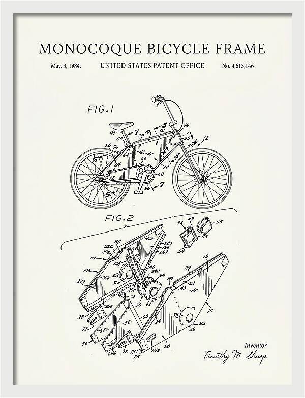 Monocoque Bicycle Frame Minimalist Patent Us4613146a