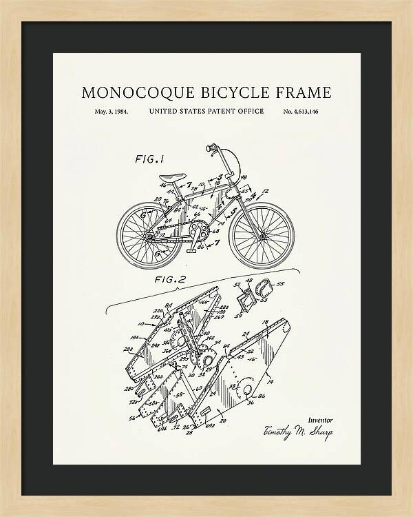 Monocoque Bicycle Frame Minimalist Patent Us4613146a