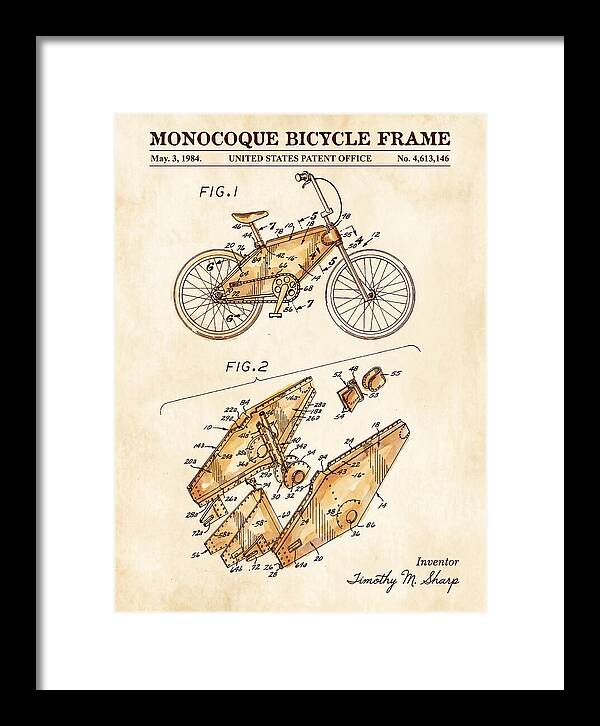 Monocoque Bicycle Frame Watercolor Patent Us4613146a