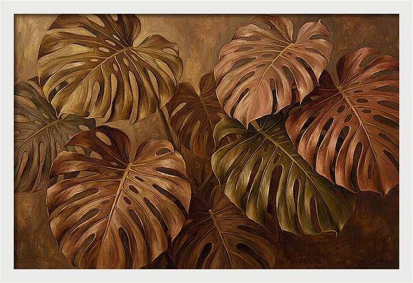 Monstera Leaves In Warm Tones