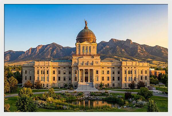 Montana State Capitol At Sunset
