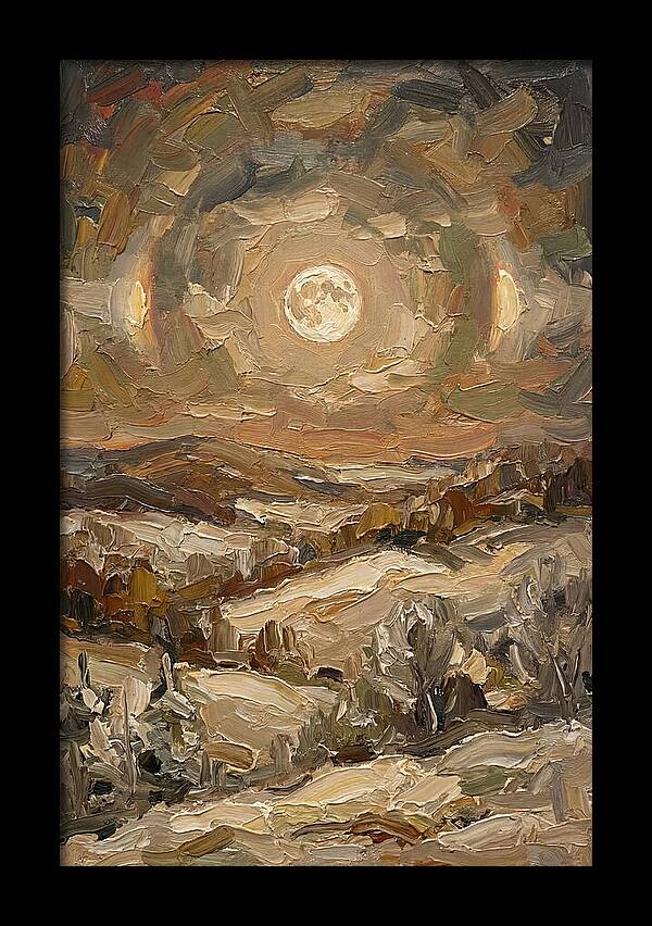 Moon Dogs Flanking Winter Full Moon