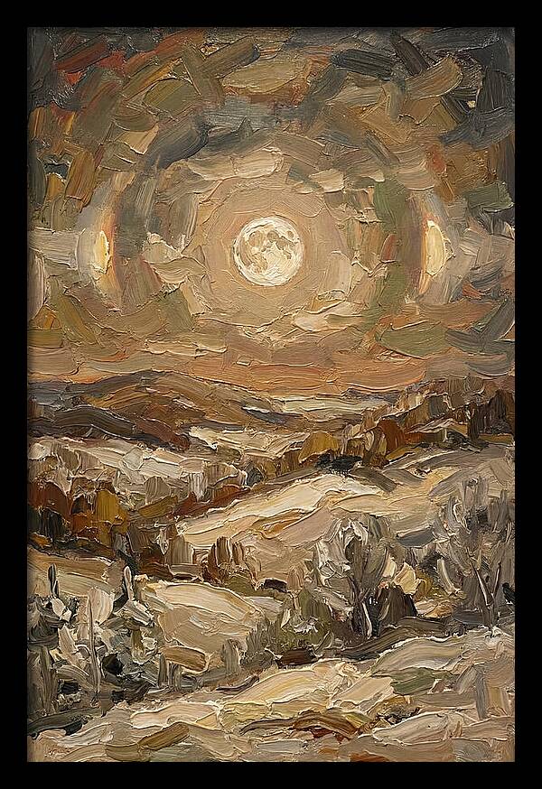 Moon Dogs Flanking Winter Full Moon