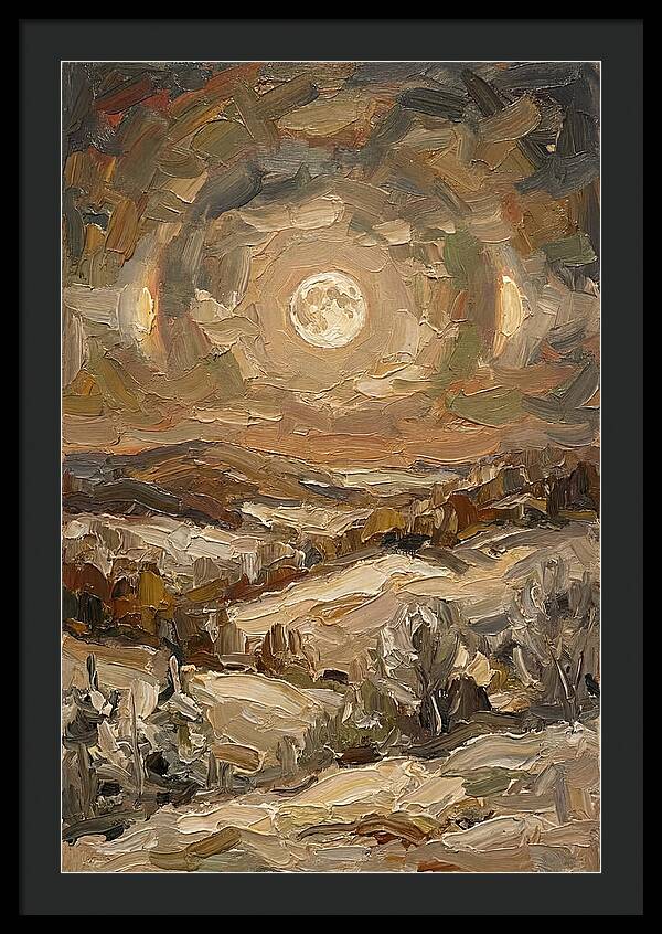 Moon Dogs Flanking Winter Full Moon
