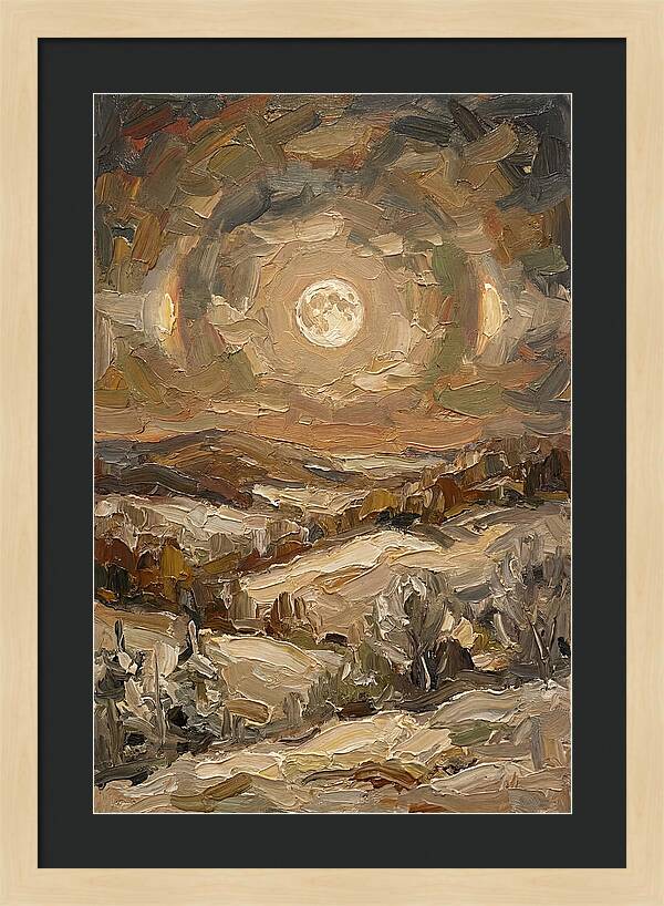 Moon Dogs Flanking Winter Full Moon