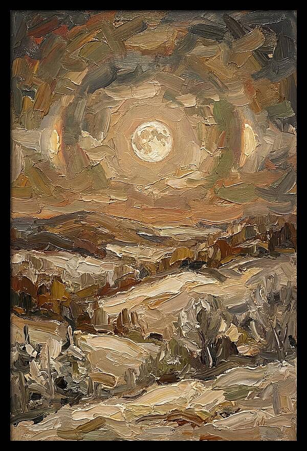 Moon Dogs Flanking Winter Full Moon