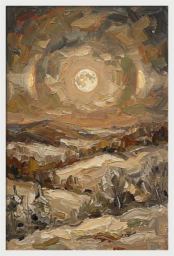 Moon Dogs Flanking Winter Full Moon
