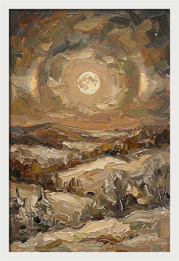Moon Dogs Flanking Winter Full Moon