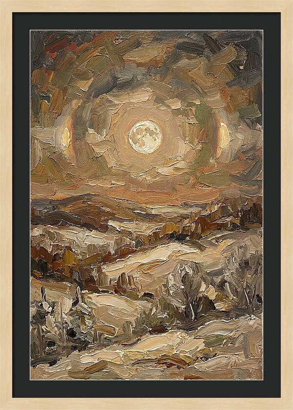 Moon Dogs Flanking Winter Full Moon