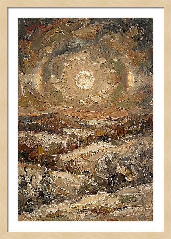 Moon Dogs Flanking Winter Full Moon