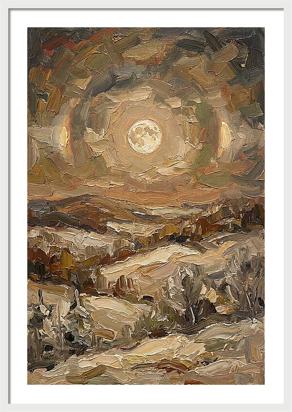 Moon Dogs Flanking Winter Full Moon