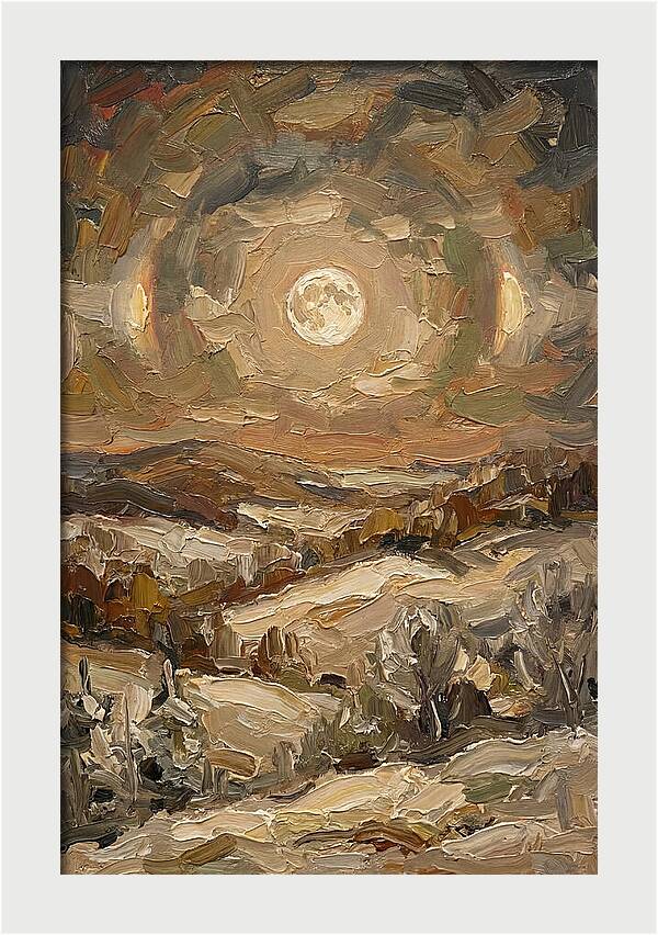 Moon Dogs Flanking Winter Full Moon