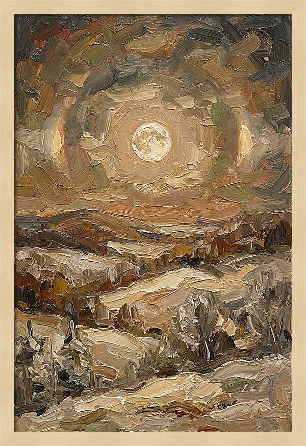 Moon Dogs Flanking Winter Full Moon