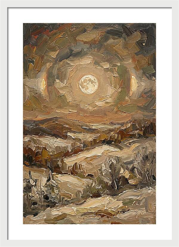 Moon Dogs Flanking Winter Full Moon