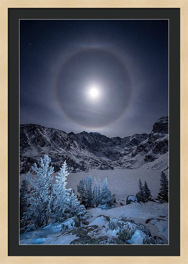 Moon Halo Over Frozen Landscape
