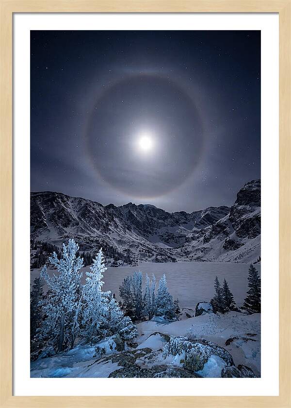 Moon Halo Over Frozen Landscape