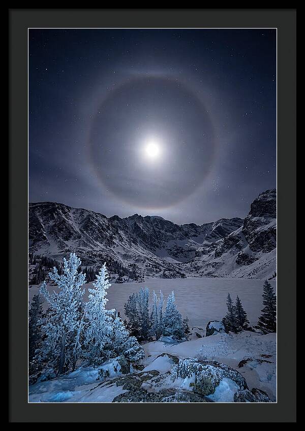 Moon Halo Over Frozen Landscape