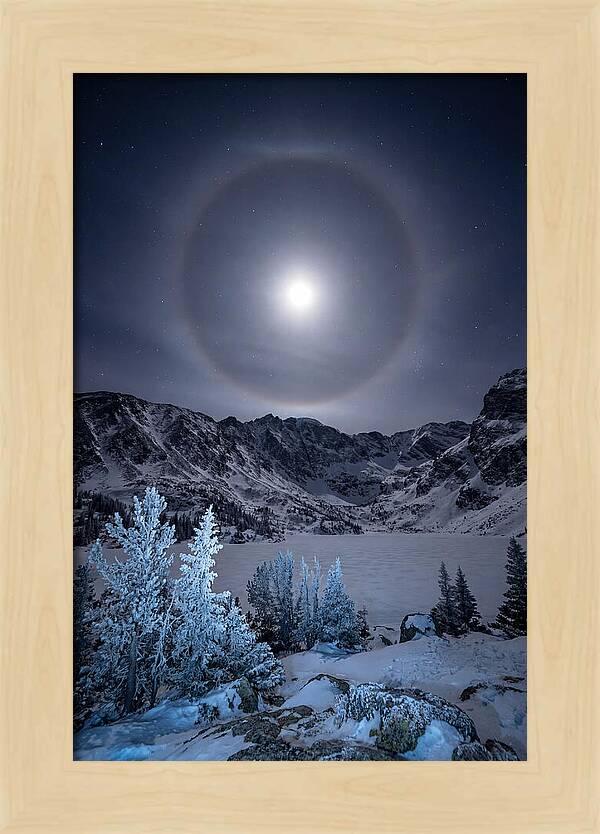 Moon Halo Over Frozen Landscape