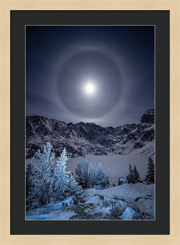 Moon Halo Over Frozen Landscape
