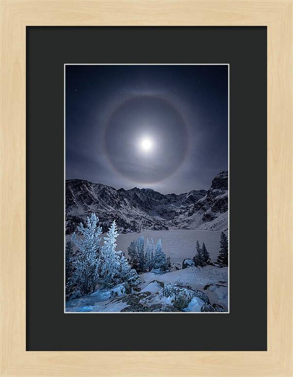 Moon Halo Over Frozen Landscape