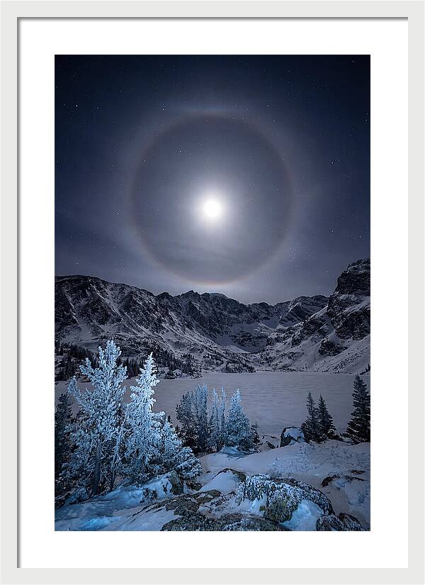 Moon Halo Over Frozen Landscape