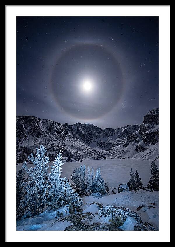 Moon Halo Over Frozen Landscape