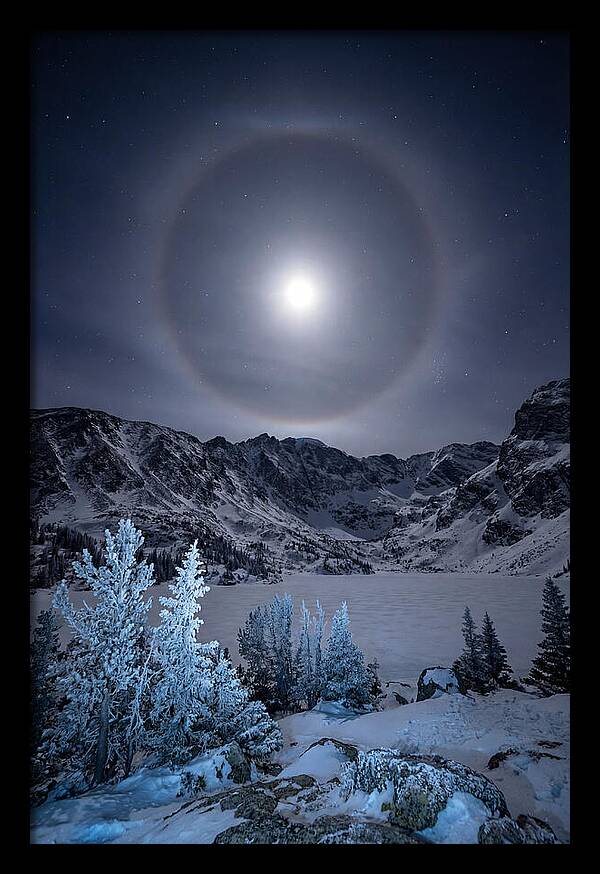 Moon Halo Over Frozen Landscape