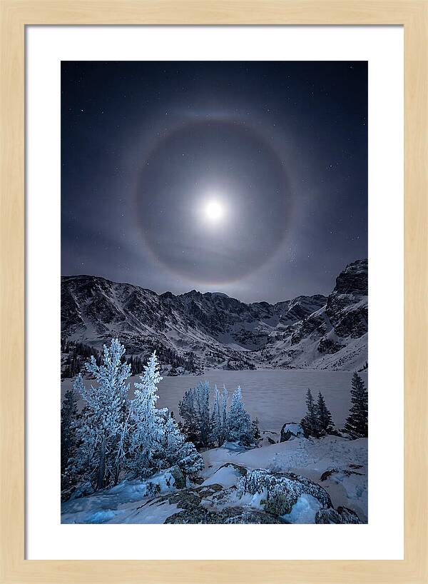 Moon Halo Over Frozen Landscape