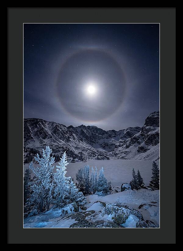 Moon Halo Over Frozen Landscape