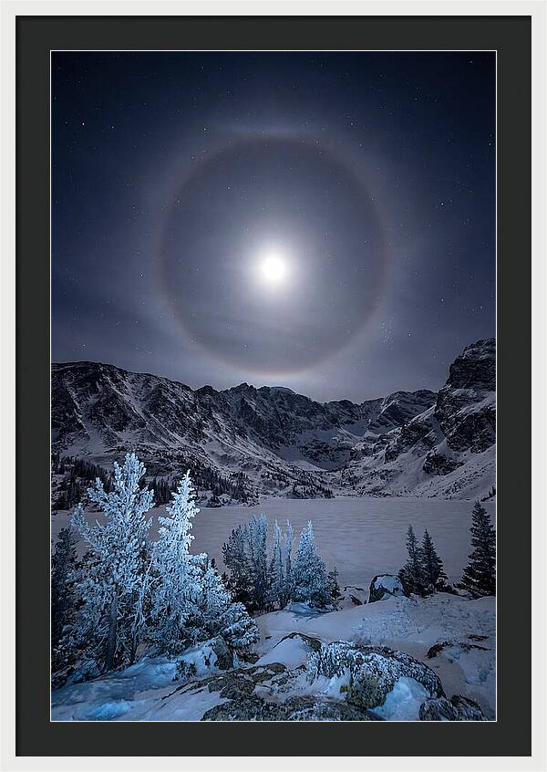 Moon Halo Over Frozen Landscape