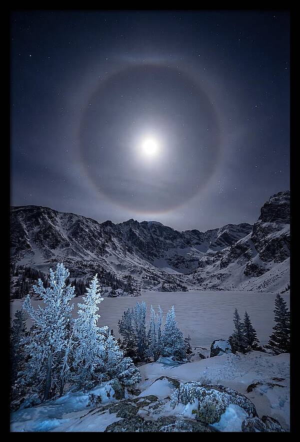 Moon Halo Over Frozen Landscape