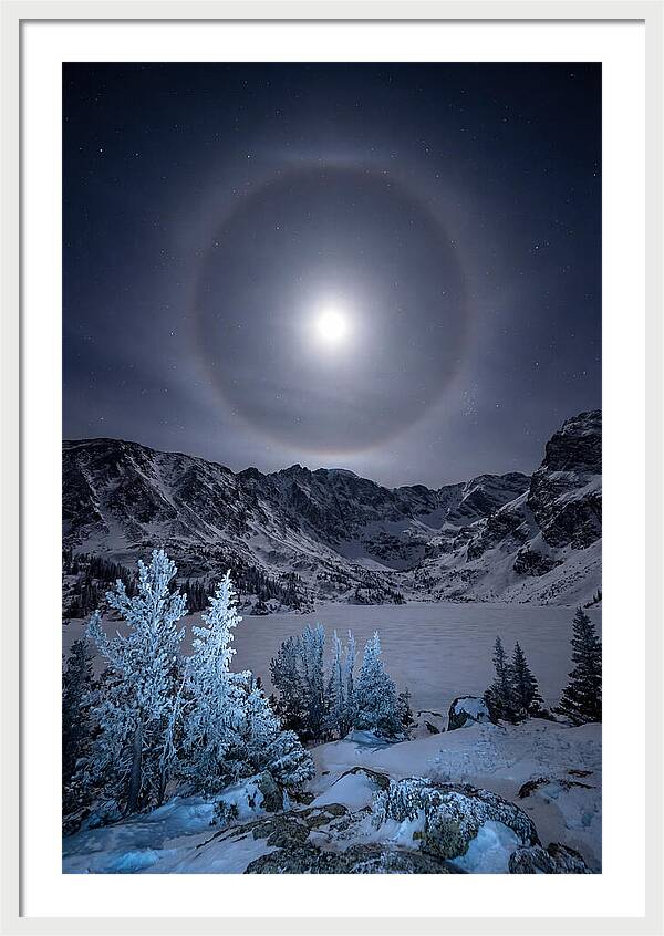 Moon Halo Over Frozen Landscape