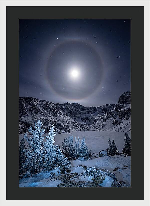 Moon Halo Over Frozen Landscape