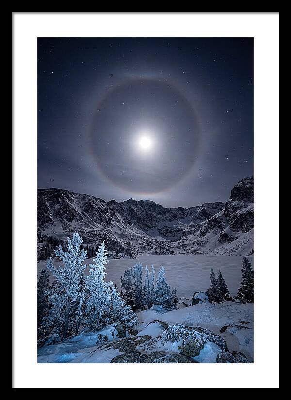 Moon Halo Over Frozen Landscape