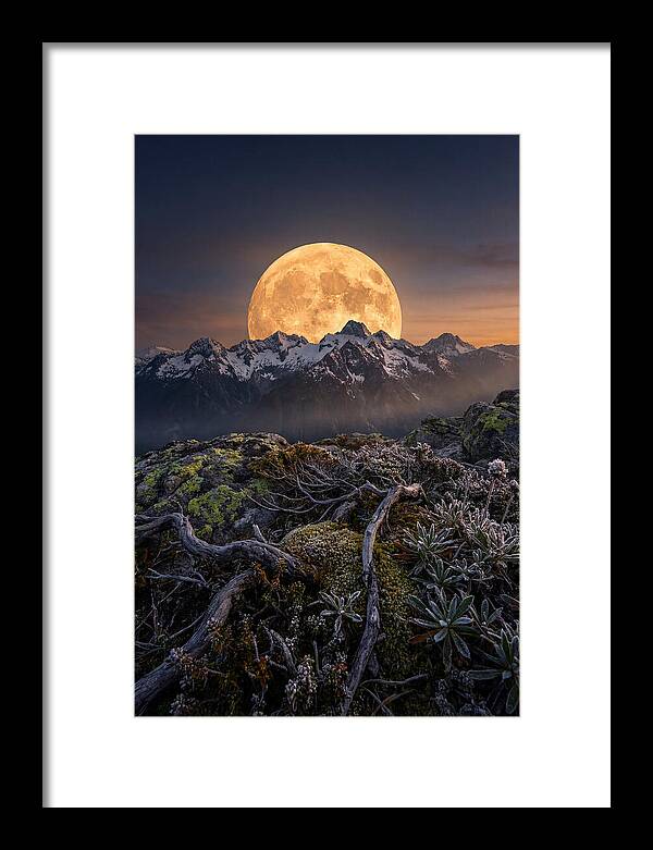Moon Rising Over Majestic Peaks