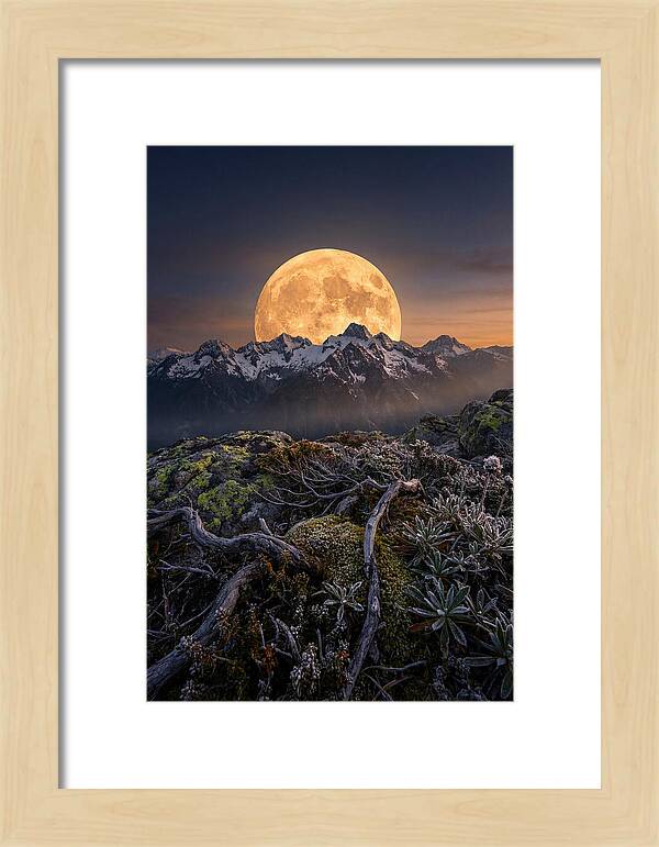 Moon Rising Over Majestic Peaks