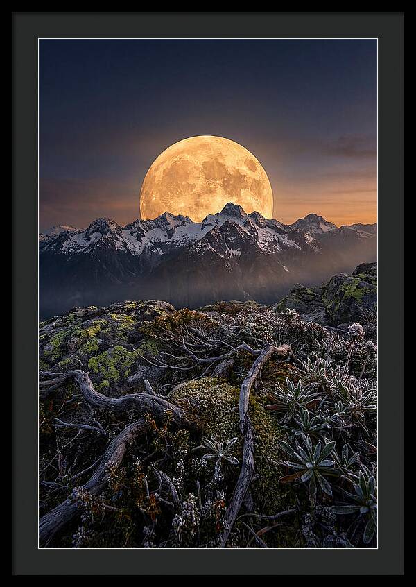 Moon Rising Over Majestic Peaks