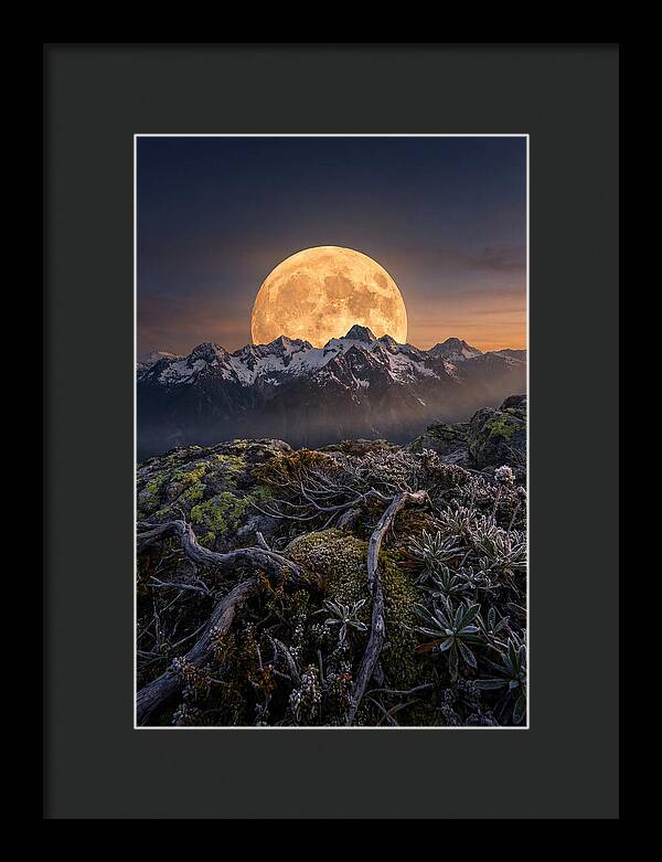 Moon Rising Over Majestic Peaks