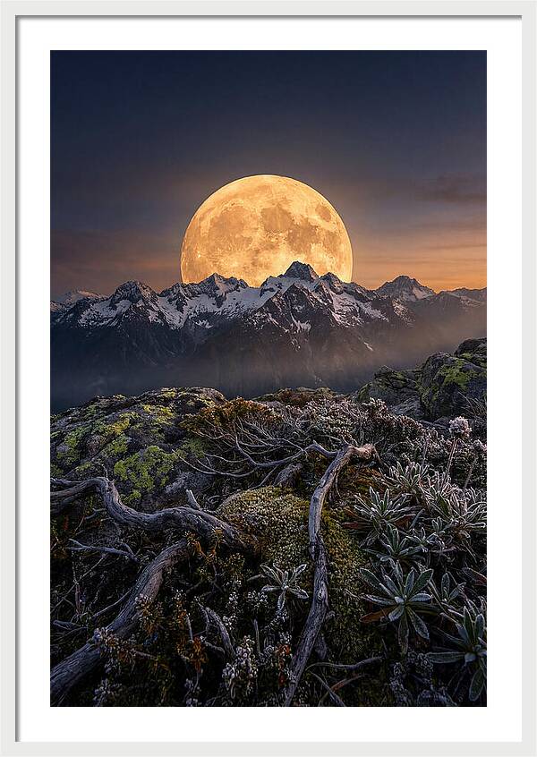 Moon Rising Over Majestic Peaks
