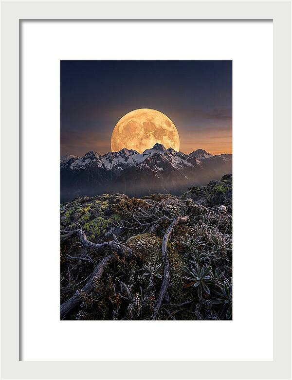 Moon Rising Over Majestic Peaks