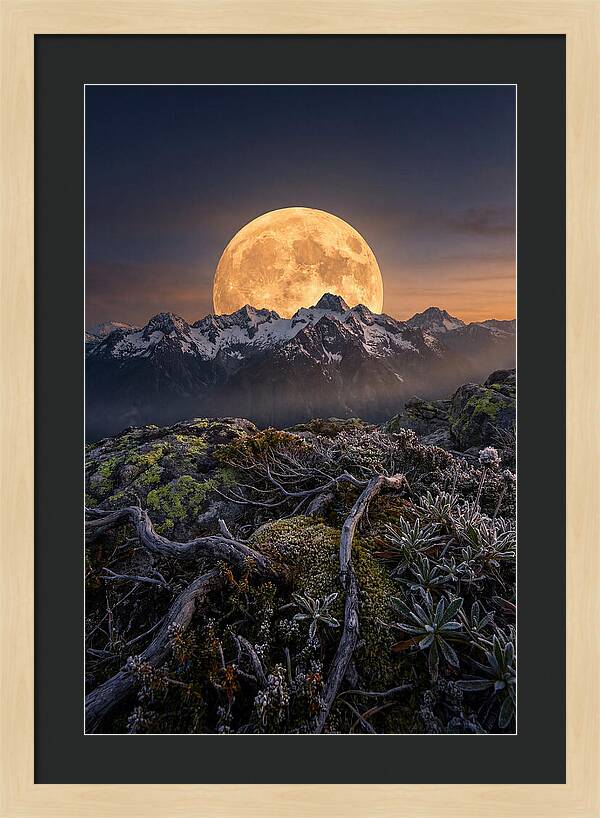 Moon Rising Over Majestic Peaks