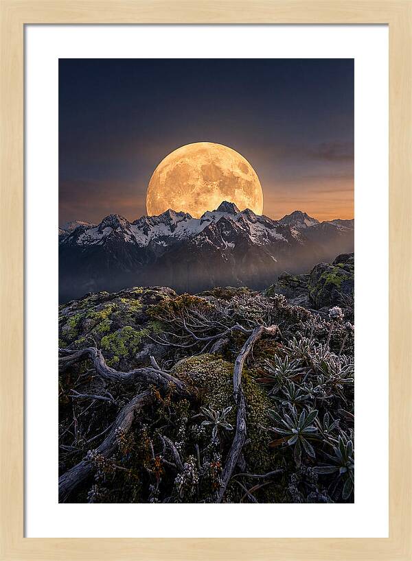 Moon Rising Over Majestic Peaks