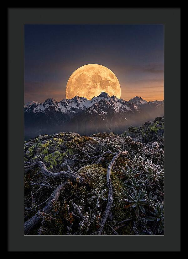 Moon Rising Over Majestic Peaks