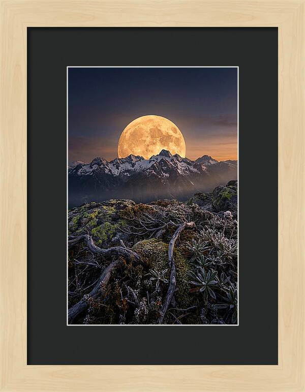 Moon Rising Over Majestic Peaks