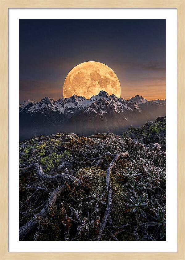 Moon Rising Over Majestic Peaks