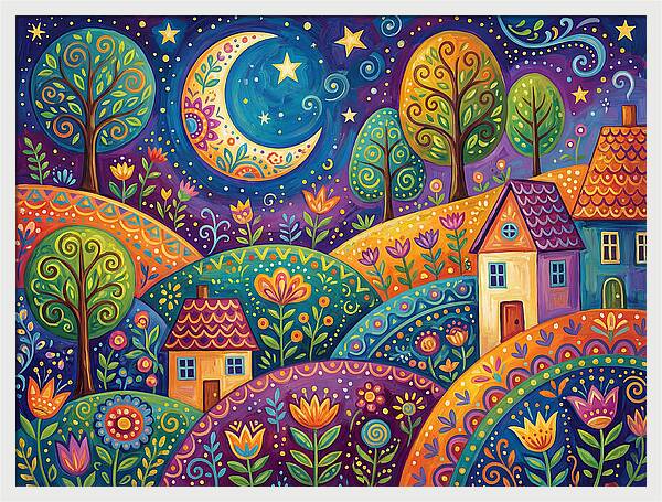 Moonlit Folk Landscape