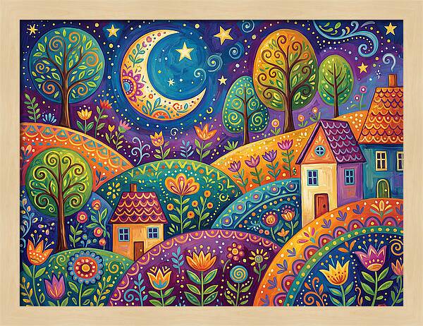 Moonlit Folk Landscape