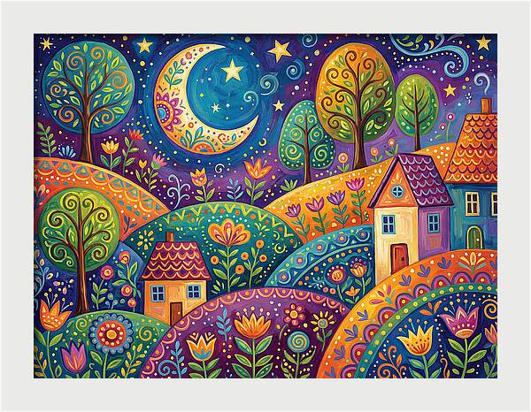 Moonlit Folk Landscape